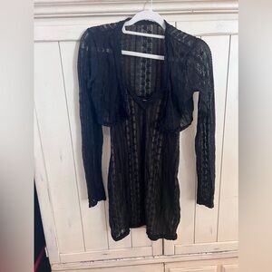 Tiger Mist Black Dress with Shrug overlay